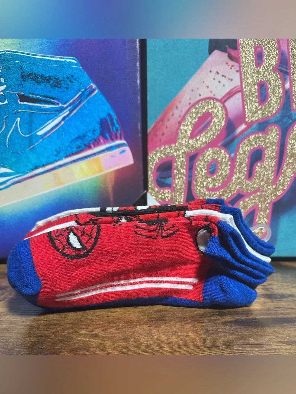 Marvel Spider-Man Multicolor 6 Pack No Show Ankle Socks Youth Boy M/L